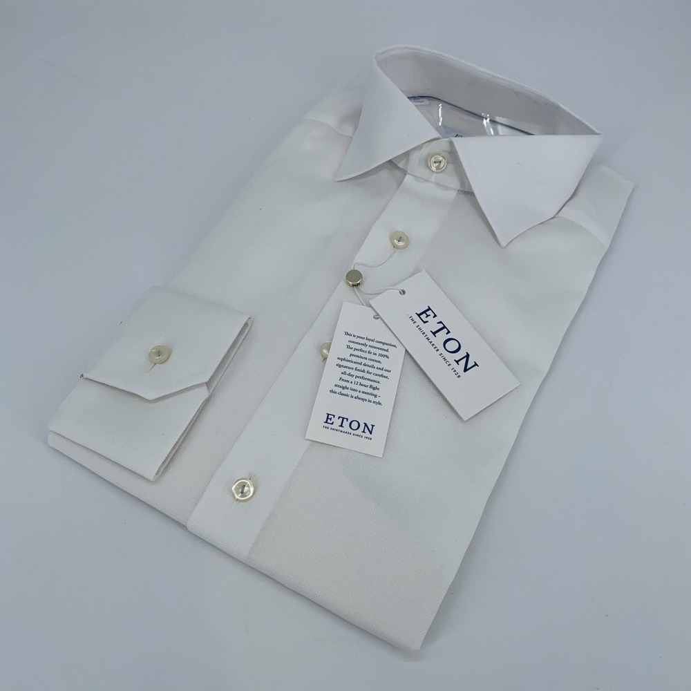 Eton Dress Shirt Men M 15 3/4 - 40 Beige Dobby Formal Contemporary Fit Button Up